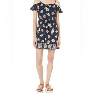 Angie Women's Navy Ruffle Top Sleeveless Floral Dress Sundress Size M